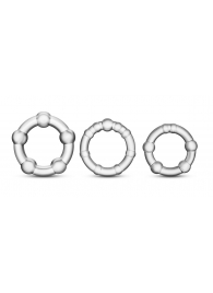 Набор из 3 прозрачных эрекционных колец Stay Hard Beaded Cockrings - Blush Novelties - в Новокуйбышевске купить с доставкой