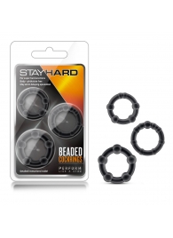 Набор из 3 чёрных эрекционных колец Stay Hard Beaded Cockrings - Blush Novelties - в Новокуйбышевске купить с доставкой