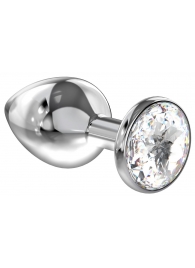 Большая серебристая анальная пробка Diamond Clear Sparkle Large с прозрачным кристаллом - 8 см. - Lola Games - купить с доставкой в Новокуйбышевске