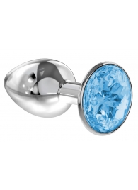 Малая серебристая анальная пробка Diamond Light blue Sparkle Small с голубым кристаллом - 7 см. - Lola Games - купить с доставкой в Новокуйбышевске