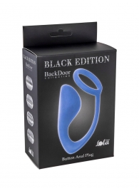 Синее эрекционное кольцо с анальной пробкой Button Anal Plug - Lola Games - в Новокуйбышевске купить с доставкой