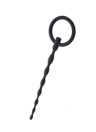 Чёрный уретральный плаг с кольцом - ToyFa - купить с доставкой в Новокуйбышевске