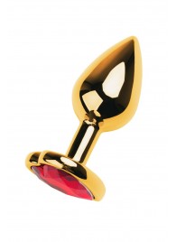 Золотистая анальная пробка с кристаллом-сердцем - 7,5 см. - ToyFa - купить с доставкой в Новокуйбышевске