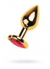 Золотистая анальная пробка с кристаллом-сердцем - 7,5 см. - ToyFa - купить с доставкой в Новокуйбышевске