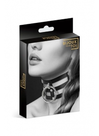 Чёрный тройной чокер с большим кольцом - Bijoux Pour Toi - купить с доставкой в Новокуйбышевске