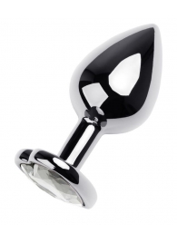 Серебристая анальная пробка с прозрачным кристаллом-сердцем - 8 см. - ToyFa - купить с доставкой в Новокуйбышевске