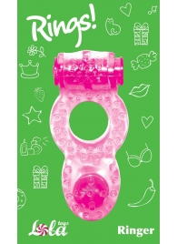 Розовое эрекционное кольцо с вибрацией Rings Ringer - Lola Games - в Новокуйбышевске купить с доставкой