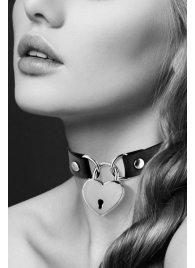 Черный чокер с замком в форме сердца - Bijoux Pour Toi - купить с доставкой в Новокуйбышевске