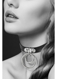 Черный чокер с двумя кольцами - Bijoux Pour Toi - купить с доставкой в Новокуйбышевске