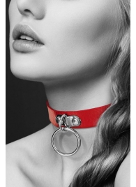 Красный узенький чокер с кольцом - Bijoux Pour Toi - купить с доставкой в Новокуйбышевске