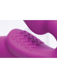 Ярко-розовый безремневой вибрострапон Evoke Vibrating Strapless Silicone Strap-on Dildo - XR Brands - купить с доставкой в Новокуйбышевске