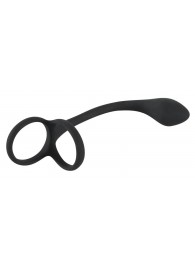 Эрекционное кольцо с утяжкой на мошонку и анальным плаг Black Velvets - Orion - в Новокуйбышевске купить с доставкой