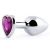 Серебристая анальная пробка с фиолетовым кристаллом-сердечком - 8 см. - Anal Jewelry Plug - купить с доставкой в Новокуйбышевске