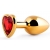 Золотистая анальная пробка с красным стразом-сердечком - 8 см. - Anal Jewelry Plug - купить с доставкой в Новокуйбышевске