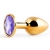 Золотистая анальная пробка с фиолетовым стразом - 7,2 см. - Anal Jewelry Plug - купить с доставкой в Новокуйбышевске