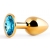 Золотистая анальная пробка с голубым стразом - 7,2 см. - Anal Jewelry Plug - купить с доставкой в Новокуйбышевске