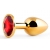 Золотистая анальная пробка с красным стразом - 7,2 см. - Anal Jewelry Plug - купить с доставкой в Новокуйбышевске