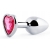 Серебристая анальная пробка с розовым кристаллом-сердечком - 7 см. - Anal Jewelry Plug - купить с доставкой в Новокуйбышевске