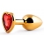 Золотистая анальная пробка с красным стразом-сердечком - 7 см. - Anal Jewelry Plug - купить с доставкой в Новокуйбышевске