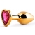Золотистая анальная пробка с малиновым кристаллом-сердечком - 7 см. - Anal Jewelry Plug - купить с доставкой в Новокуйбышевске