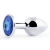 Анальное украшение BUTT PLUG  Small с синим кристаллом - 7 см. - Anal Jewelry Plug - купить с доставкой в Новокуйбышевске