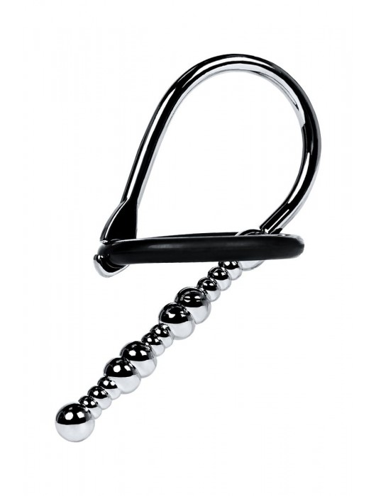 Серебристый уретральный плаг-бусины TOYFA Metal с мягким фиксириющим кольцом - ToyFa - купить с доставкой в Новокуйбышевске