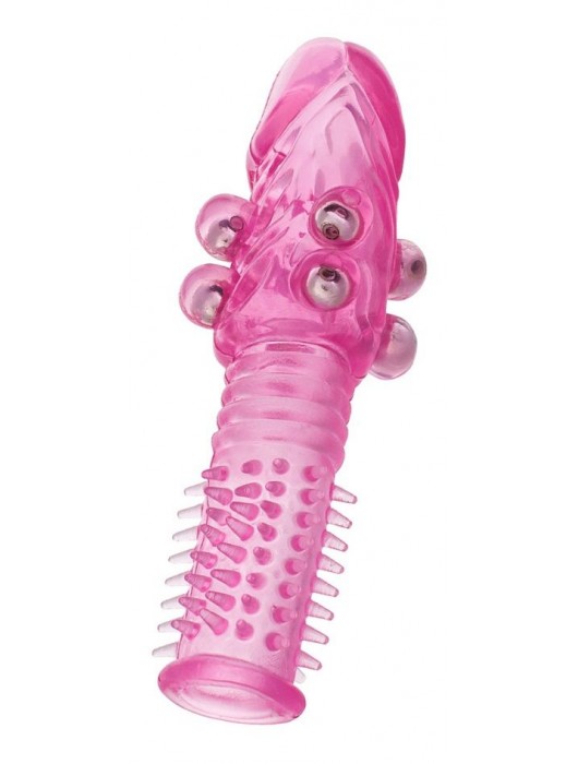 Стимулирующая розовая насадка с шишечками и шипами - 13,5 см. - Toyfa Basic - в Новокуйбышевске купить с доставкой