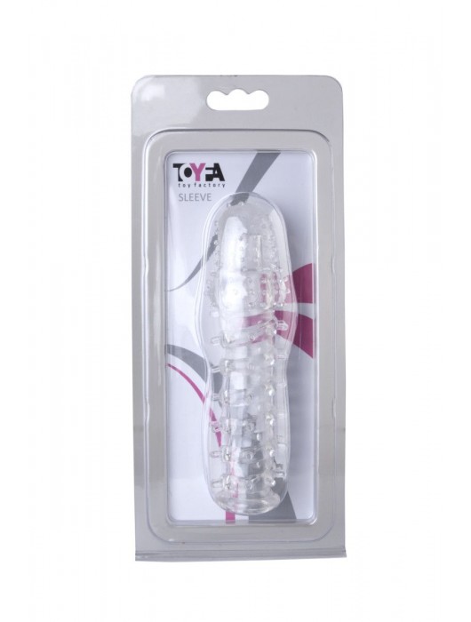 Прозрачная, закрытая насадка с шипами и точками - 13,5 см. - Toyfa Basic - в Новокуйбышевске купить с доставкой