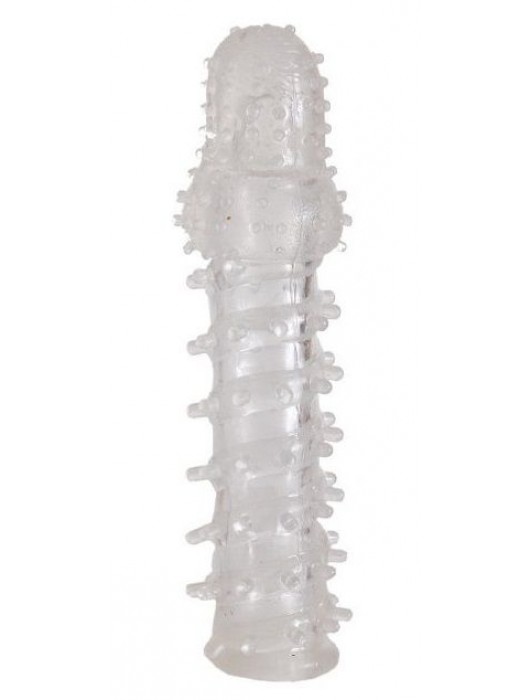 Прозрачная, закрытая насадка с шипами и точками - 13,5 см. - Toyfa Basic - в Новокуйбышевске купить с доставкой