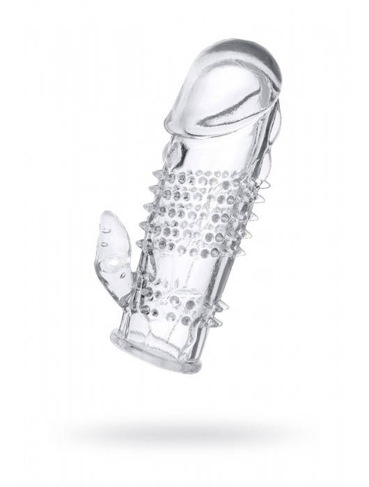 Прозрачная гелевая насадка с шипами и клиторальным отростком - 13 см. - Toyfa Basic - в Новокуйбышевске купить с доставкой