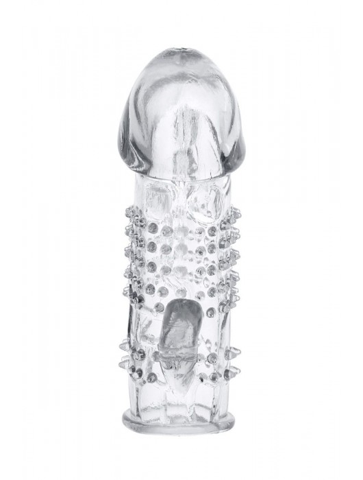 Прозрачная гелевая насадка с шипами и клиторальным отростком - 13 см. - Toyfa Basic - в Новокуйбышевске купить с доставкой