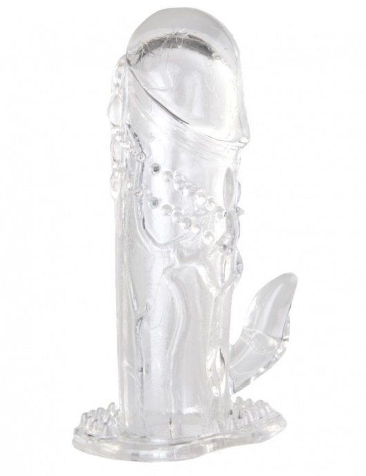 Прозрачная гелевая насадка с клиторальным отростком - 13 см. - Toyfa Basic - в Новокуйбышевске купить с доставкой