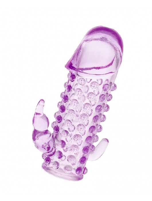 Закрытая фиолетовая насадка с 2 отростками - 13 см. - Toyfa Basic - в Новокуйбышевске купить с доставкой