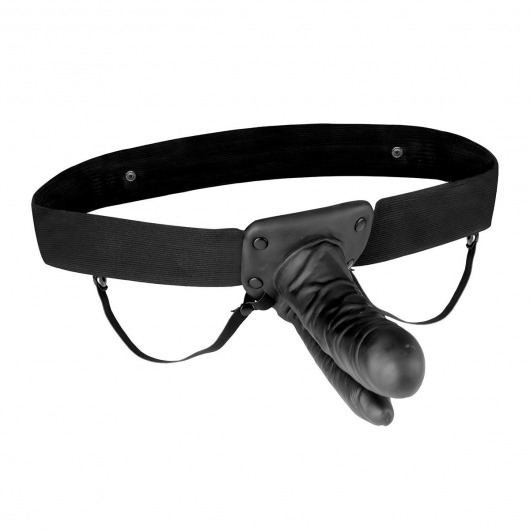 Полый страпон с двумя отростками и вибрацией Unisex Vibrating Hollow Strap-On Double Penetrating Dildo - 17,8 см. - Lux Fetish - купить с доставкой в Новокуйбышевске