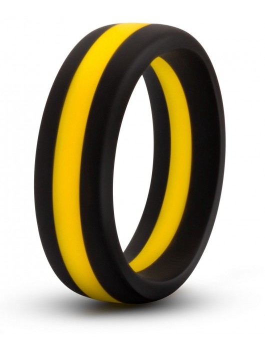 Черно-желтое силиконовое эрекционное кольцо Silicone Go Pro Cock Ring - Blush Novelties - в Новокуйбышевске купить с доставкой