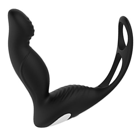 Черный вибромассажер простаты P-PLEASER W ERECTION ENHANCE - Dream Toys - в Новокуйбышевске купить с доставкой