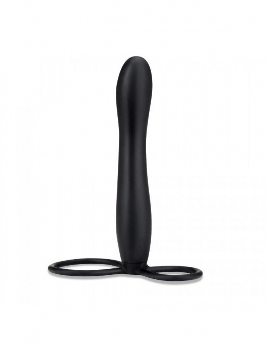 Черная насадка на пенис для двойной стимуляции Mojo BlackJack - 15 см. - Seven Creations - в Новокуйбышевске купить с доставкой