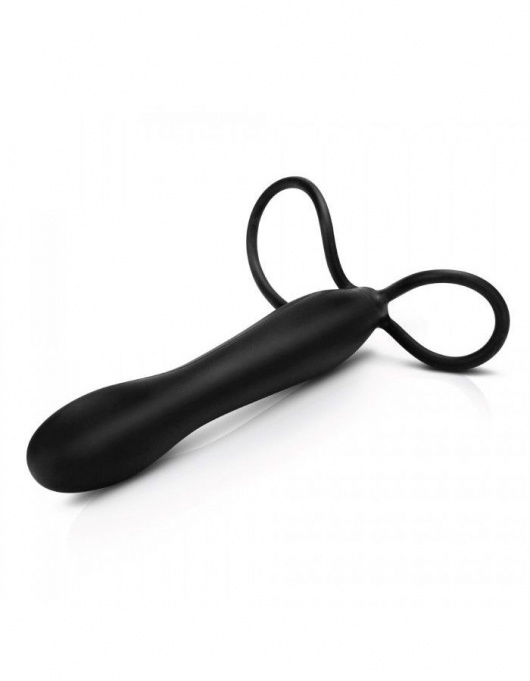 Черная насадка на пенис для двойной стимуляции Mojo BlackJack - 15 см. - Seven Creations - в Новокуйбышевске купить с доставкой