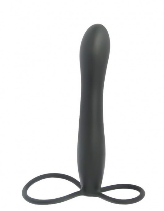 Черная насадка на пенис для двойной стимуляции Mojo BlackJack - 15 см. - Seven Creations - в Новокуйбышевске купить с доставкой