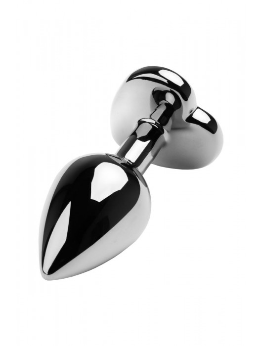 Серебристая коническая анальная пробка с красным кристаллом-сердечком - 7 см. - ToyFa - купить с доставкой в Новокуйбышевске