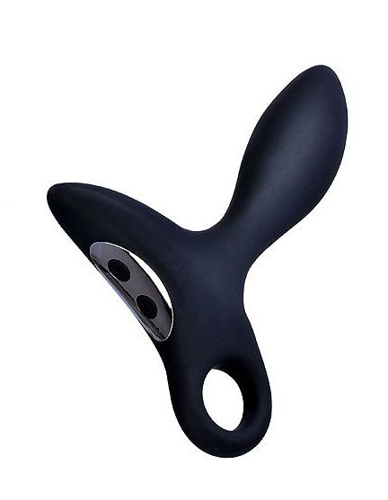 Черный силиконовый анальный вибромассажер Erokey с колечком-ограничителем - Erokay - в Новокуйбышевске купить с доставкой