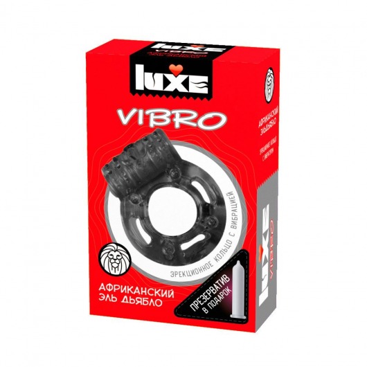 Чёрное эрекционное виброкольцо Luxe VIBRO  Африканский Эль Дьябло  + презерватив - Luxe - в Новокуйбышевске купить с доставкой