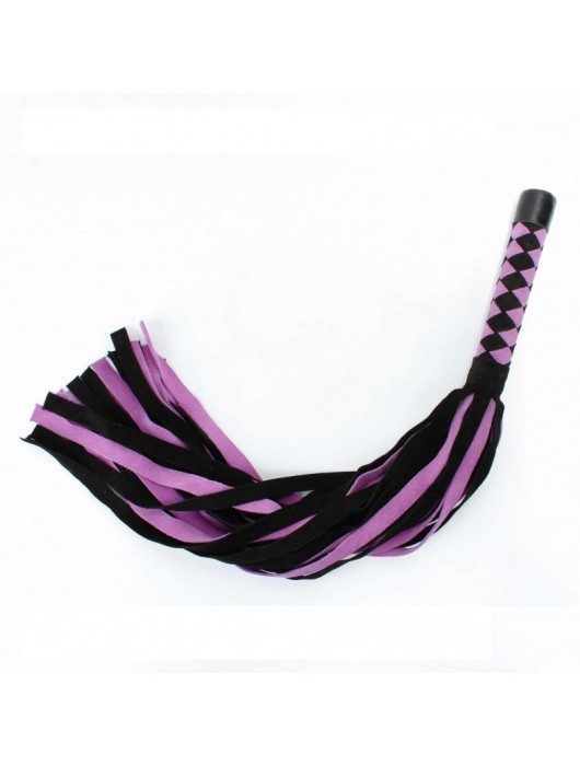 Черно-розовая плеть из замши - 58 см. - БДСМ Арсенал - купить с доставкой в Новокуйбышевске