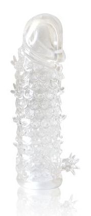Закрытая прозрачная рельефная насадка Crystal sleeve - 13 см. - Erowoman-Eroman - в Новокуйбышевске купить с доставкой