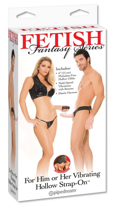 Полый страпон унисекс телесного цвета с вибрацией For Him or Her ​Vibrating Hollow Strap-On - 15 см. - Pipedream - купить с доставкой в Новокуйбышевске