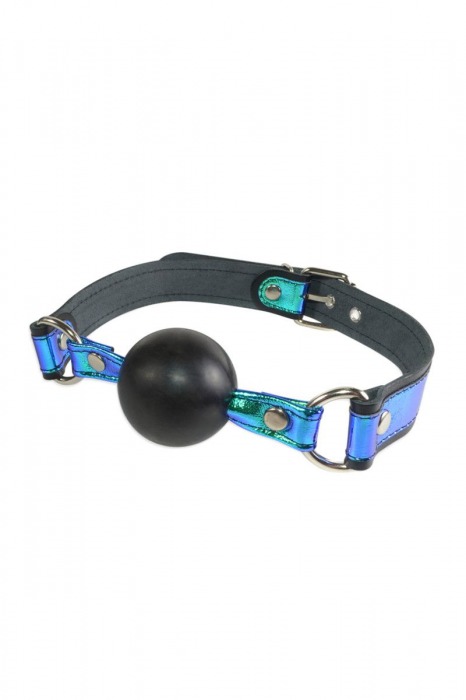 Кляп-шарик на чёрно-синих ремешках - Sitabella - купить с доставкой в Новокуйбышевске