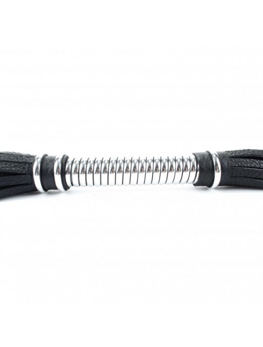 Черная плеть с серебристой ручкой - 44 см. - БДСМ Арсенал - купить с доставкой в Новокуйбышевске