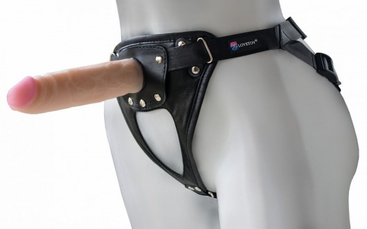 Черный пояс-трусики с насадкой  Soft-Принц  - 17 см. - LOVETOY (А-Полимер) - купить с доставкой в Новокуйбышевске