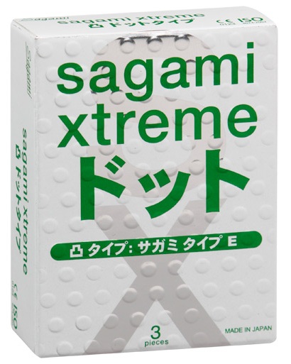 Презервативы Sagami Xtreme SUPER DOTS с точками - 3 шт. - Sagami - купить с доставкой в Новокуйбышевске