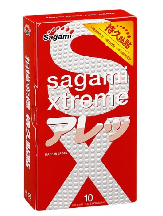 Утолщенные презервативы Sagami Xtreme Feel Long с точками - 10 шт. - Sagami - купить с доставкой в Новокуйбышевске